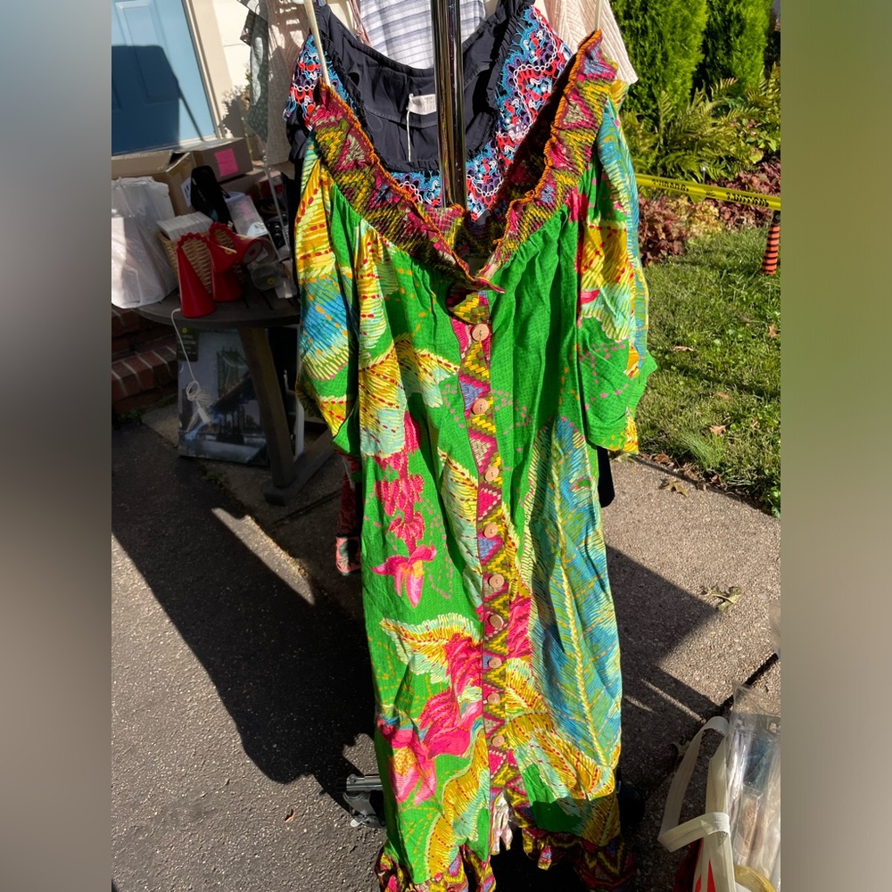 Farm Rio Women’s Banana Leaves Off The Shoulder Midi Dress